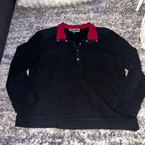 Karen Scott Sport Women Black Two Tone Pullover